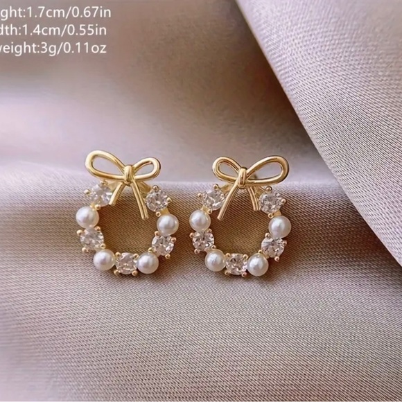 Drop diamond bow earrings - Picture 5 of 7